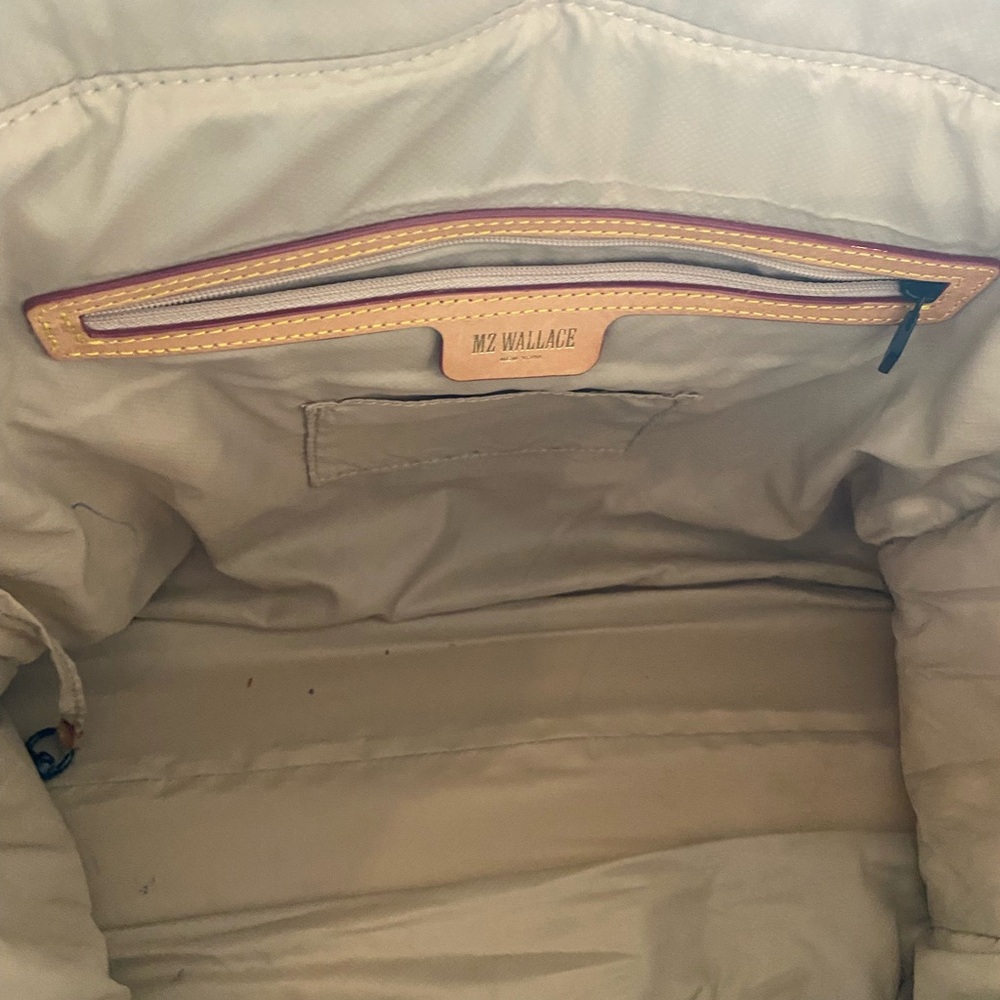 MZ Wallace Cream and black Quilted Tote with Tan Trim - Picture 5 of 5